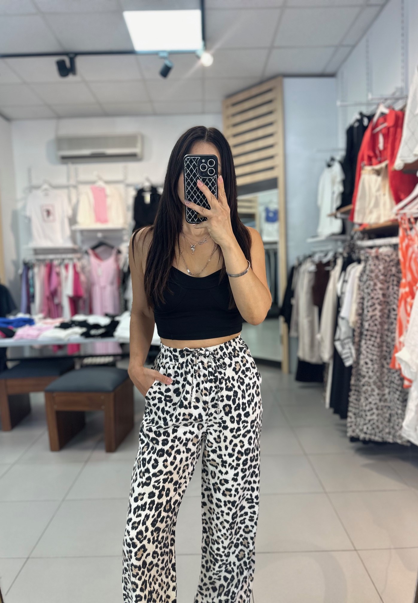 Beli Lastikli Leopar Pantolon