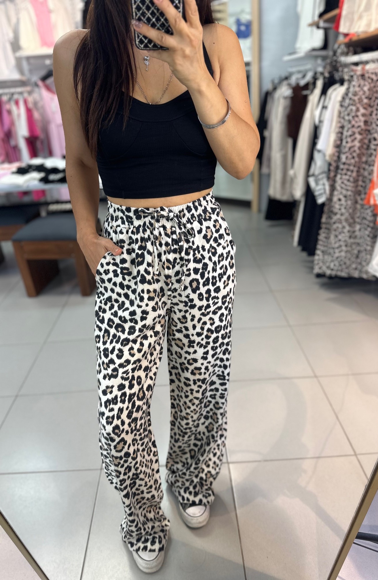 Beli Lastikli Leopar Pantolon