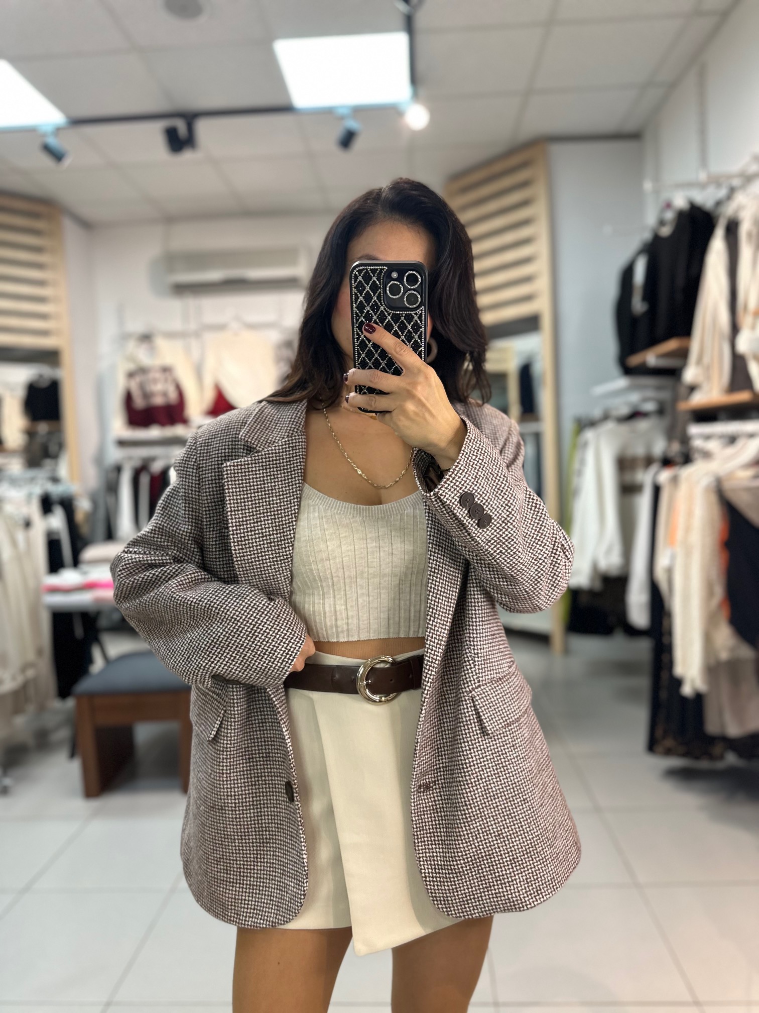 Pötikareli Oversize Blazer Ceket